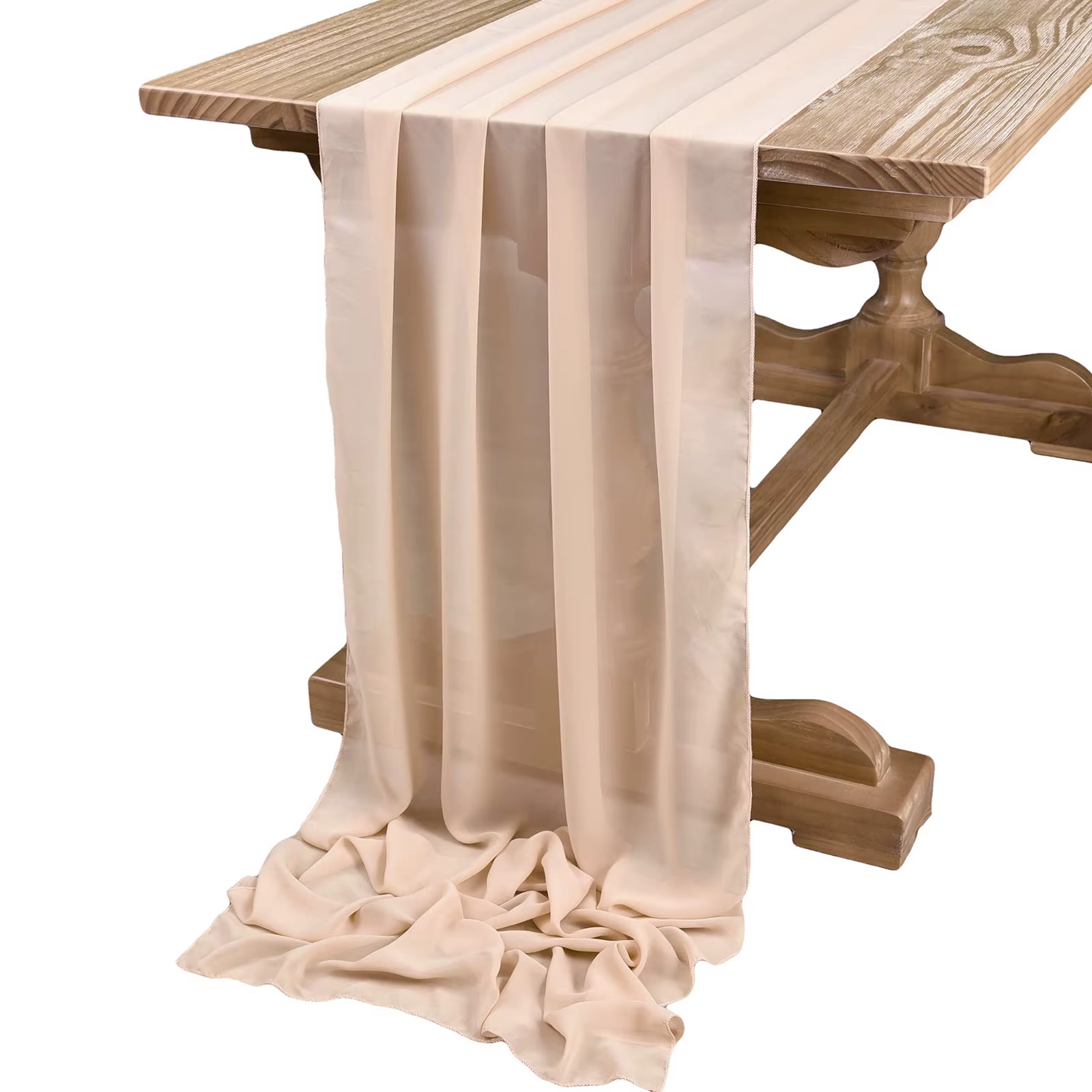 Chemin de Table en mousseline de soie vert sauge