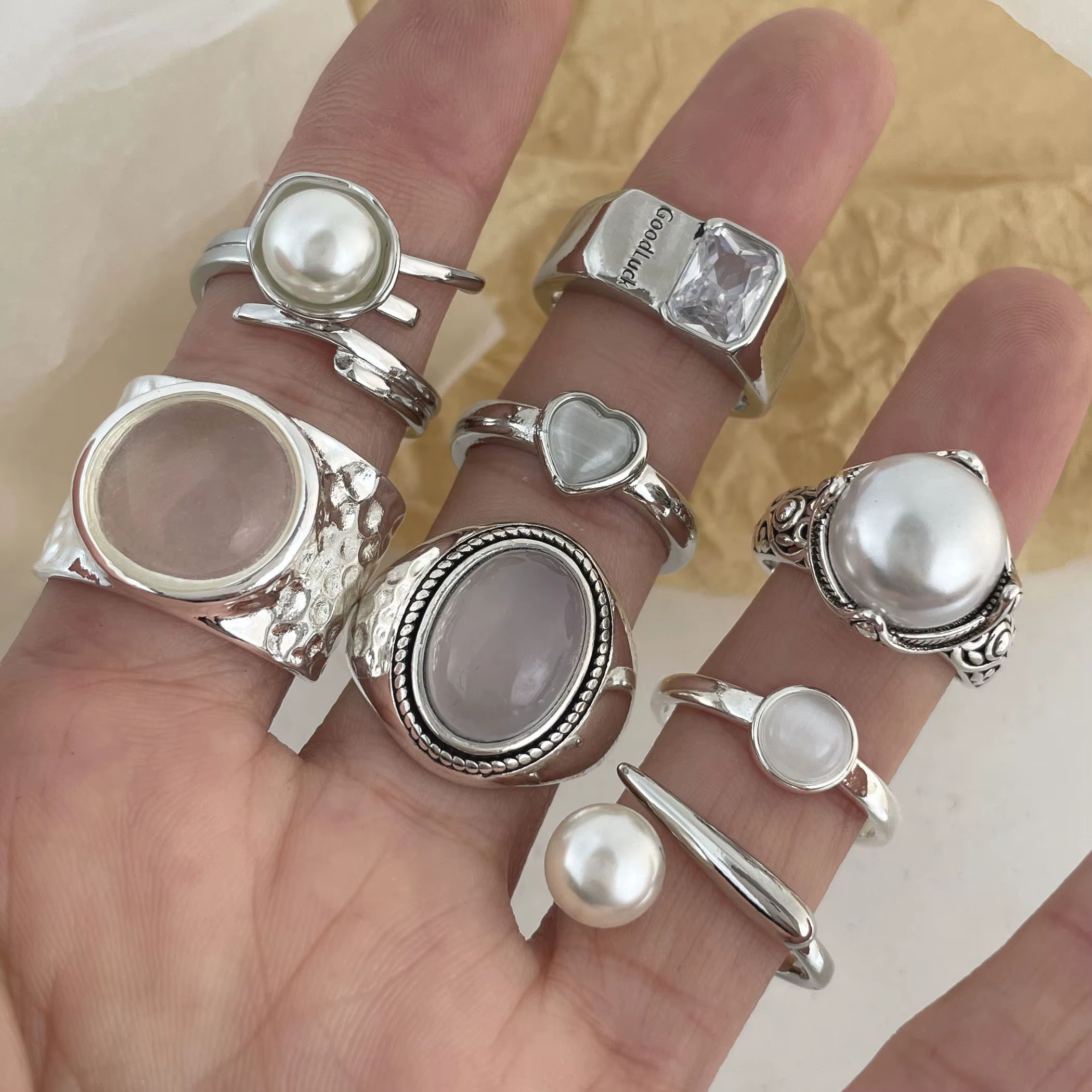 Bagues en argent regardé 925 pour femmes