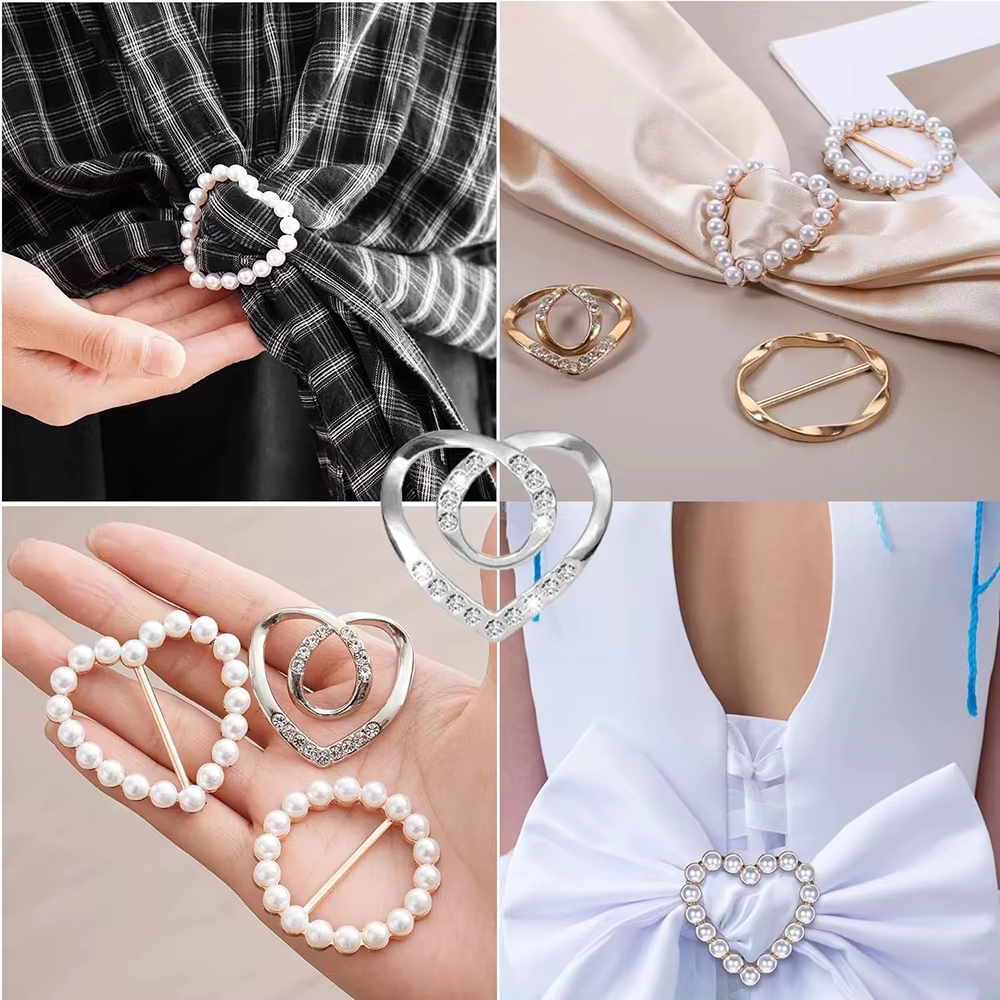 4 pièces t-mignon écharpe anneau et diapositives pour foulards-chemises Clips vêtements métal rond cercle anneaux