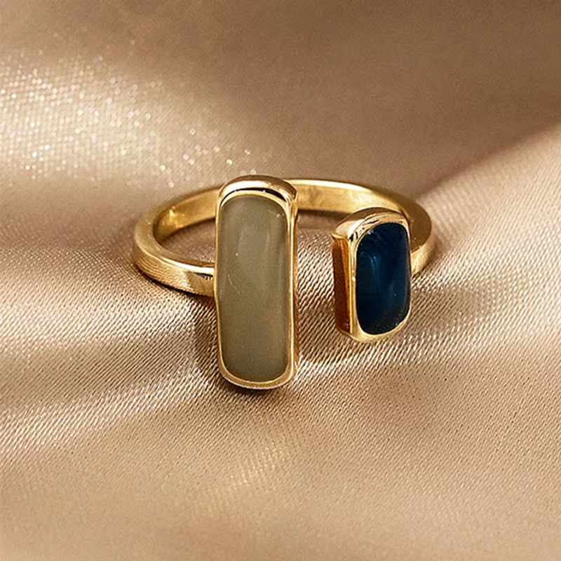 Bague en émail goutte à goutte colorée réglable pour femmes