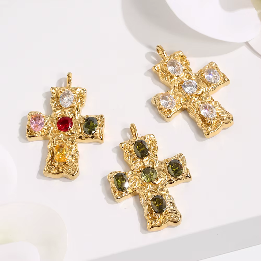 BenS – breloques croisées en acier inoxydable, pour la fabrication de bijoux, grand pendentif en Zircon, matériel de bijouterie fait à la main, accessoires, vente en gros, P96