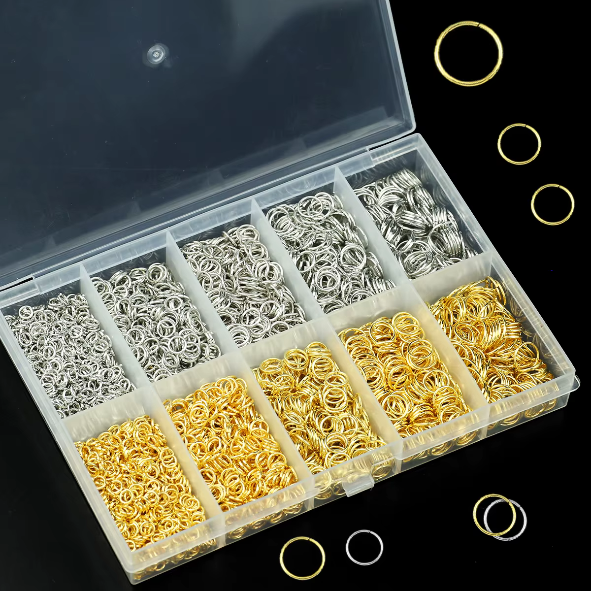 Bagues diabétiques en argent doré avec outils d'ouverture et de fermeture pour bijoux