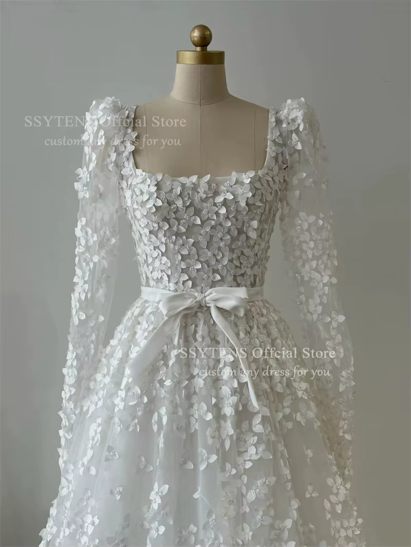 SSYTENS – robe de mariée de luxe à col carré pour femme