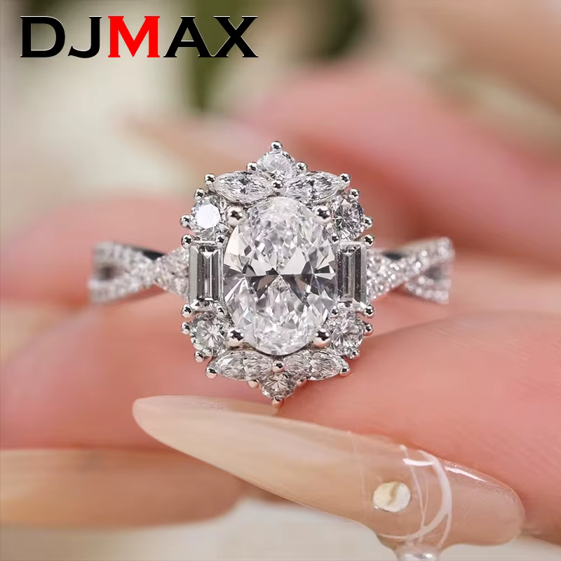 DJMAX glamour 1ct Moissanite bague de mariage pour les femmes 925 en argent Sterling Rose Manor luxe