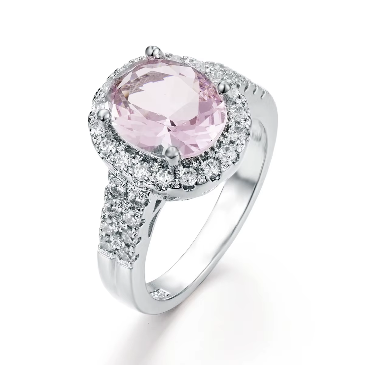 Bagues de fiançailles romantiques incrustées de diamants roses pour femmes