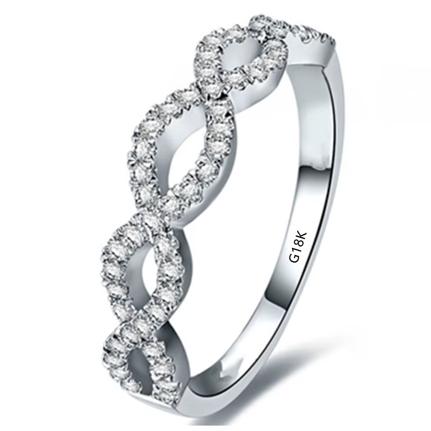 Bague de mariage en or blanc pur 18 carats 750