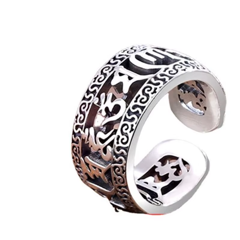 Bague bouddhiste Vintage pour hommes