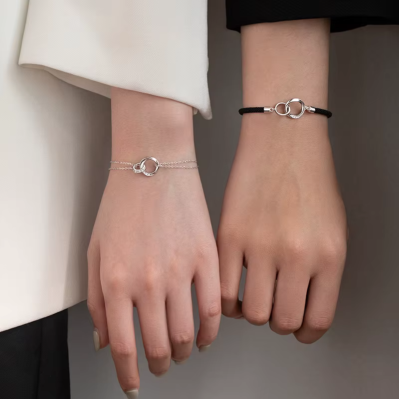 Bracelet de Couple Mobius français en argent Sterling 925