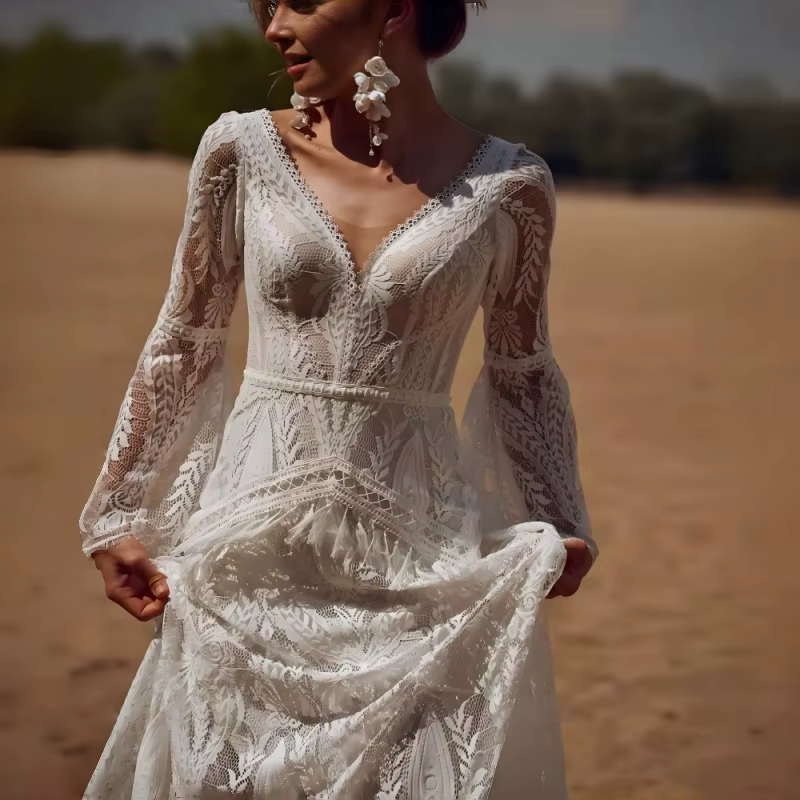 Robes de mariée vintage Bohème pour femmes