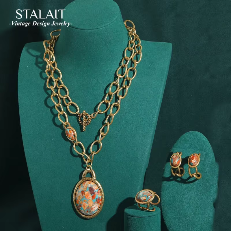 JOJewelry-Ensemble de boucles d'oreilles à clip ovales vintage pour femmes