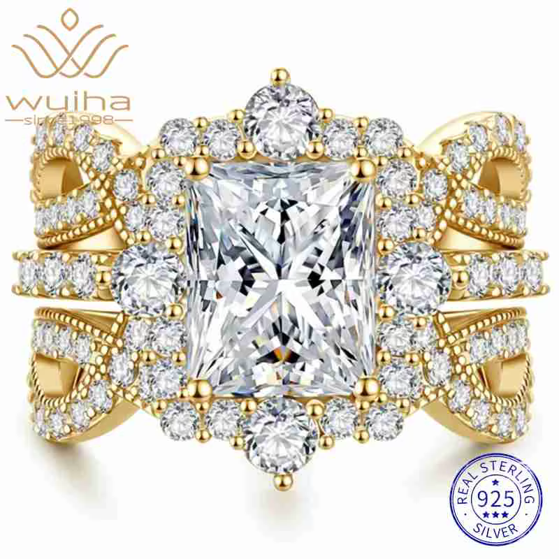 WUIHA – ensemble de bagues de fiançailles en argent Sterling 100% 925
