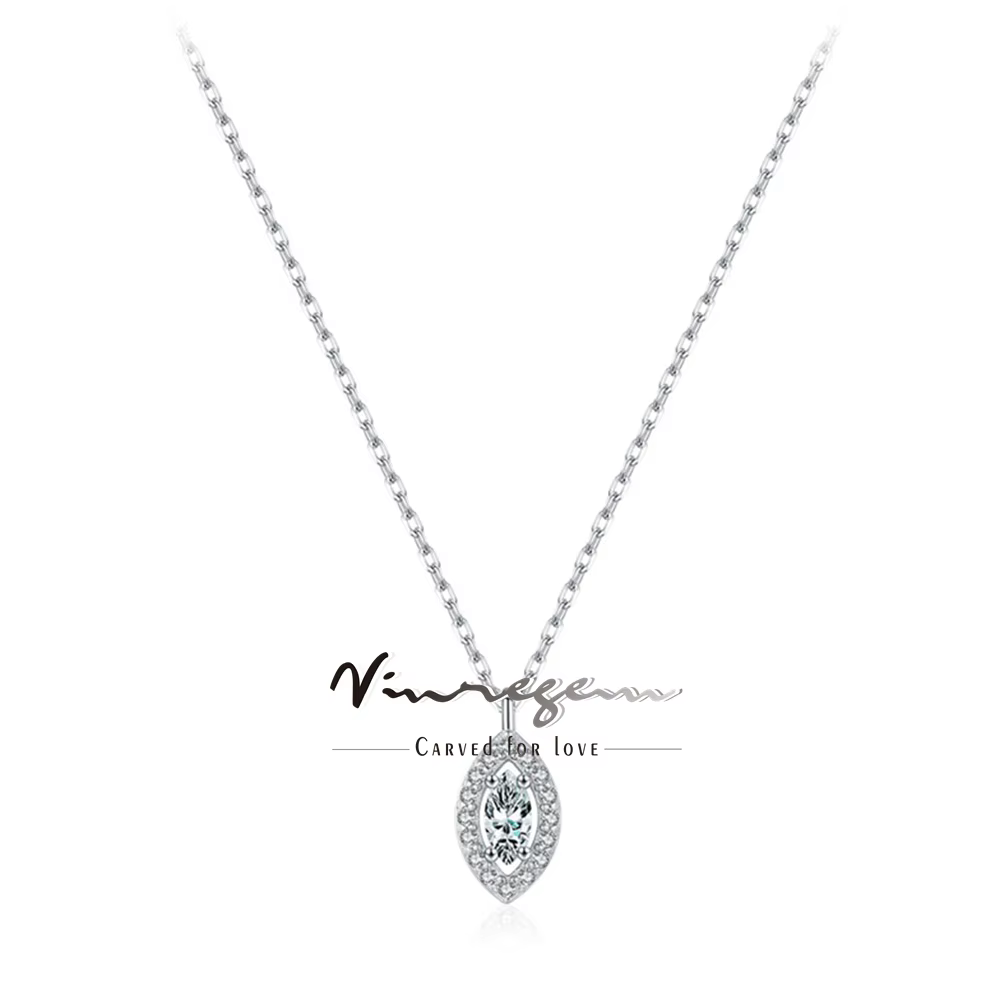 Vinregem-Pendentif Marquise en Argent Sterling 100% pour Femme