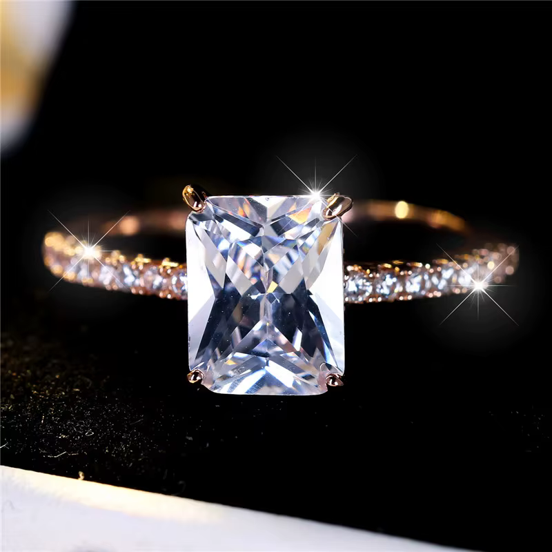 Bague de fiançailles vintage en or rose pour femme