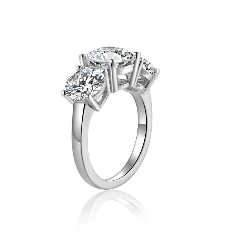 Bague de fiançailles LinkerLove en argent S925 avec 3 pierres en moissanite pour femme