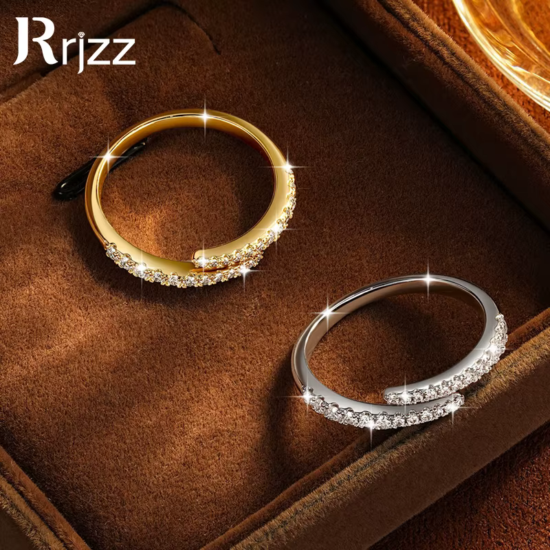 Bague demi-éternité Rrjzz D Color en moissanite