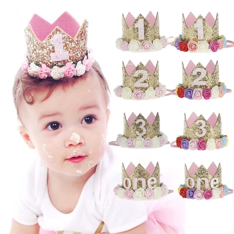 Bébé fête d'anniversaire chapeau couronne 1 2 3 ans