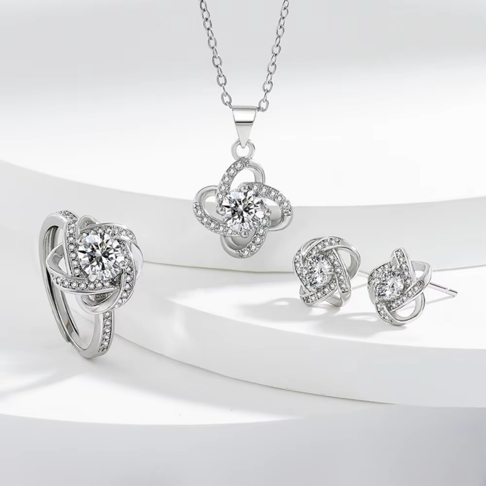 Ensemble de bijoux trèfle à quatre feuilles en argent Sterling 925
