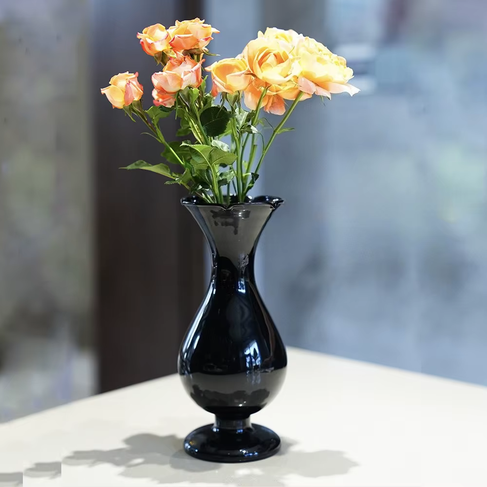 Vase en verre transparent coloré de style français pour arrangement floral hydroponique