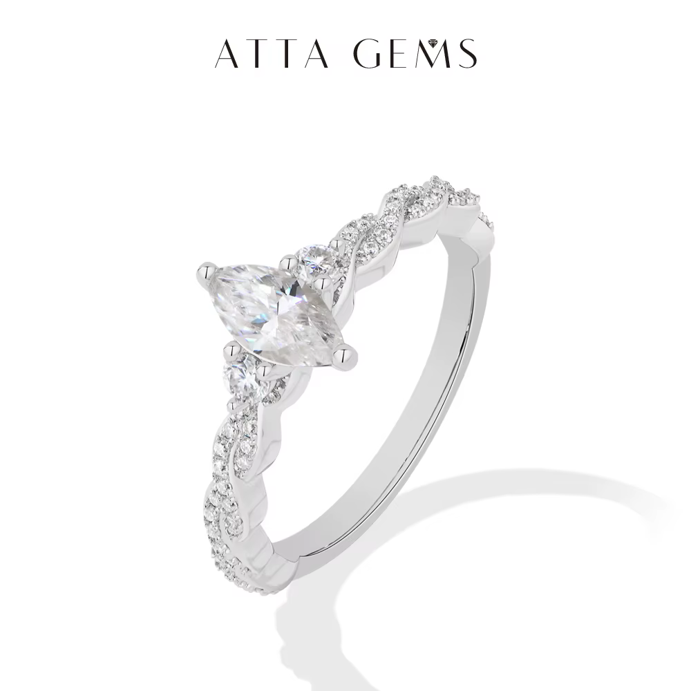 ATTAGEMS – bague de luxe en Moissanite Marquis 0