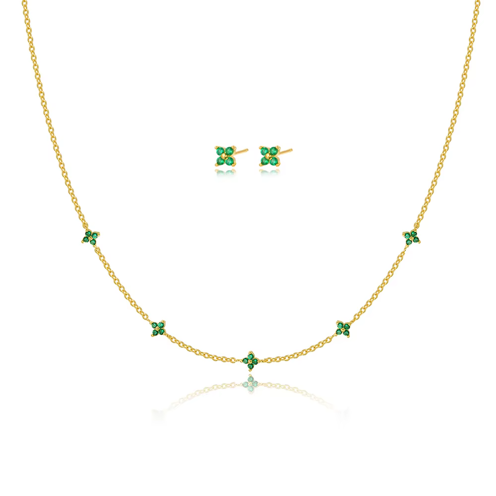 Collier de fleurs bleues en cristal plaqué or pour femmes