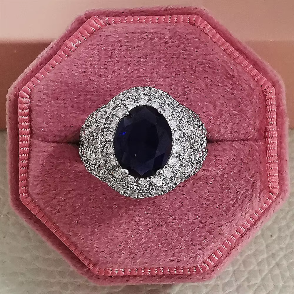 Bague de fiançailles document bleu de luxe pour femmes