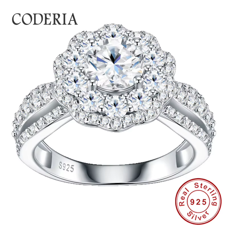 Bague de fiançailles en moissanite pleine pierre 1 carat couleur D VVS1 pour femme