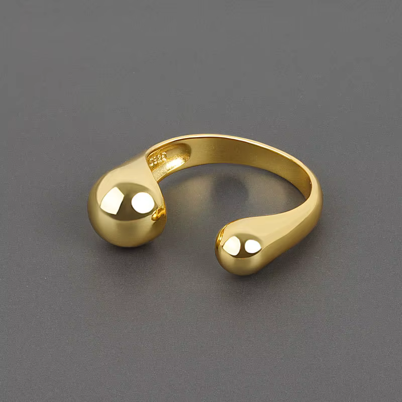 Bague géométrique lisse couleur or pour femmes et Couples
