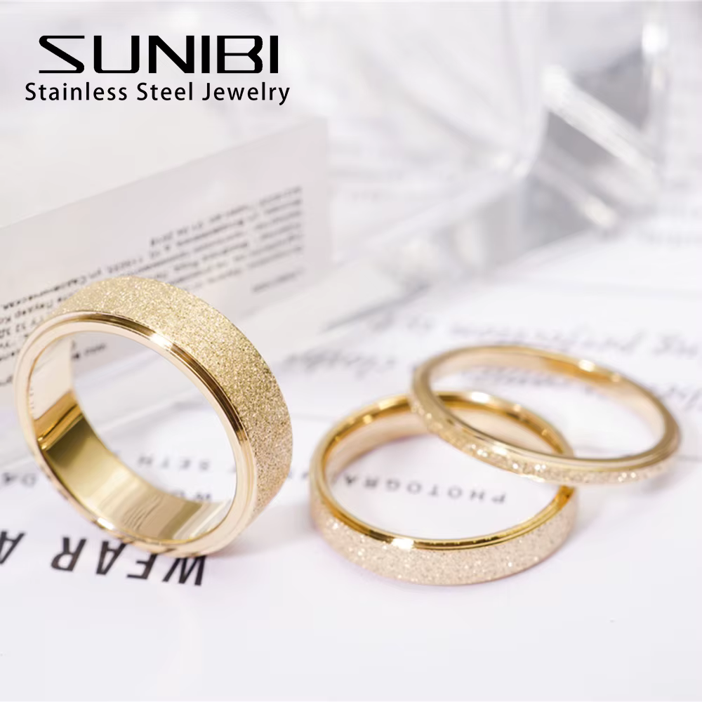 SUNIBI – bague en acier inoxydable givré pour femmes