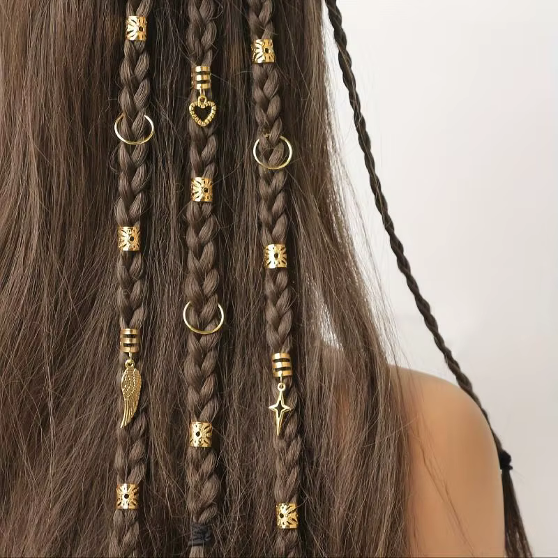 Anneau de cheveux tressé en alliage or et argent