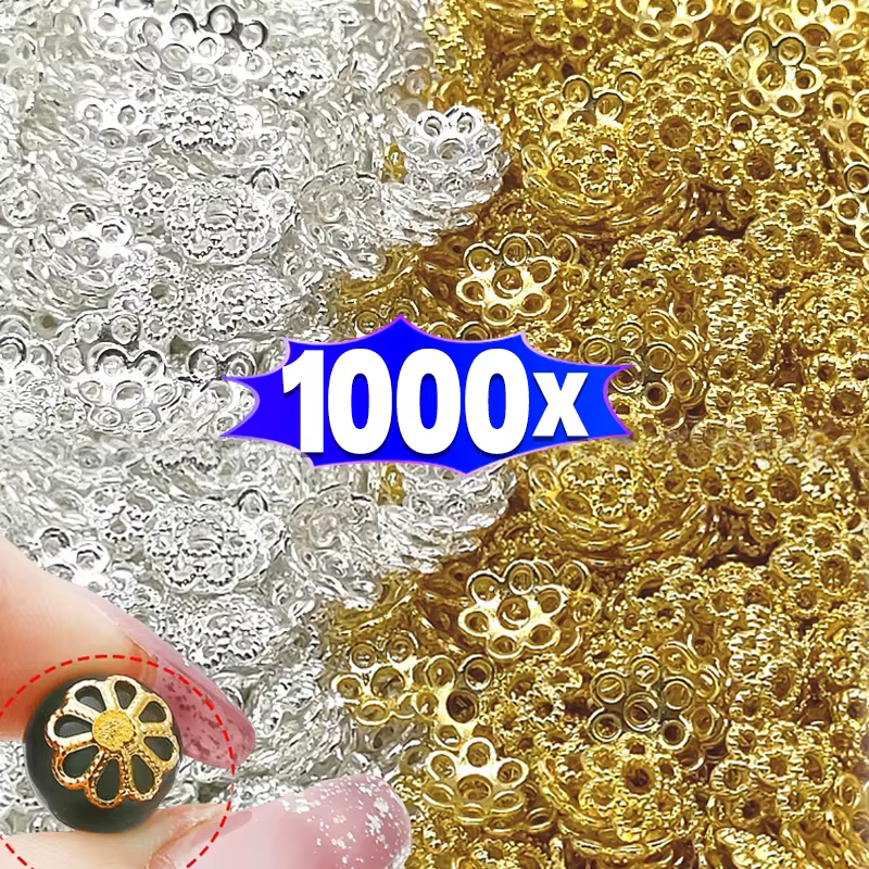200/1000 pièces 10mm cinq pétales de fleurs filigrane perles bouchons pour la fabrication de bijoux Bracelet collier