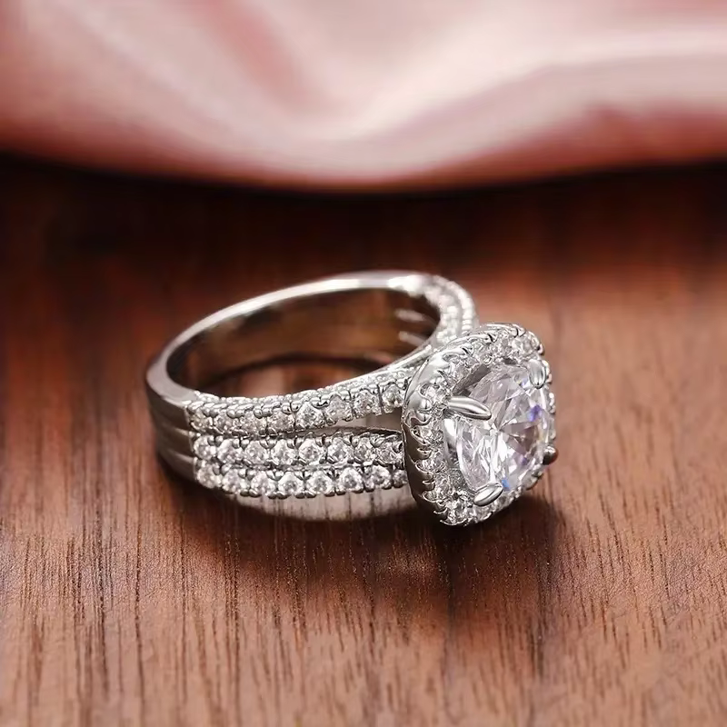 Bague moissanite carrée en argent sterling 925