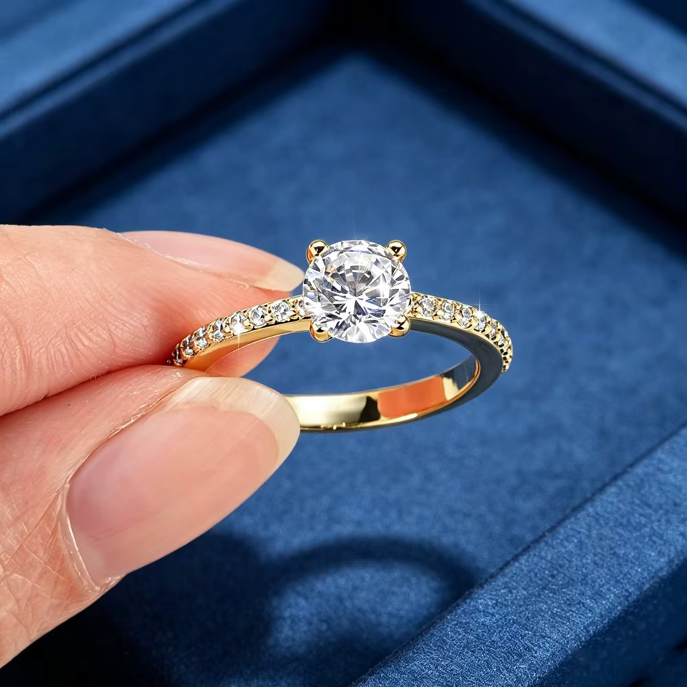 Bague de fiançailles classique en moissanite certifiée Lnkry 1