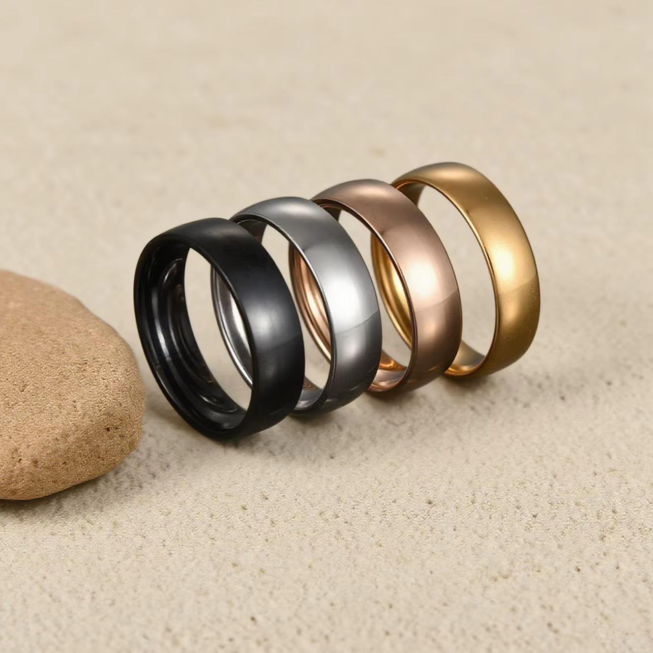 Kissmoon – bague brillante en acier inoxydable pour hommes et femmes
