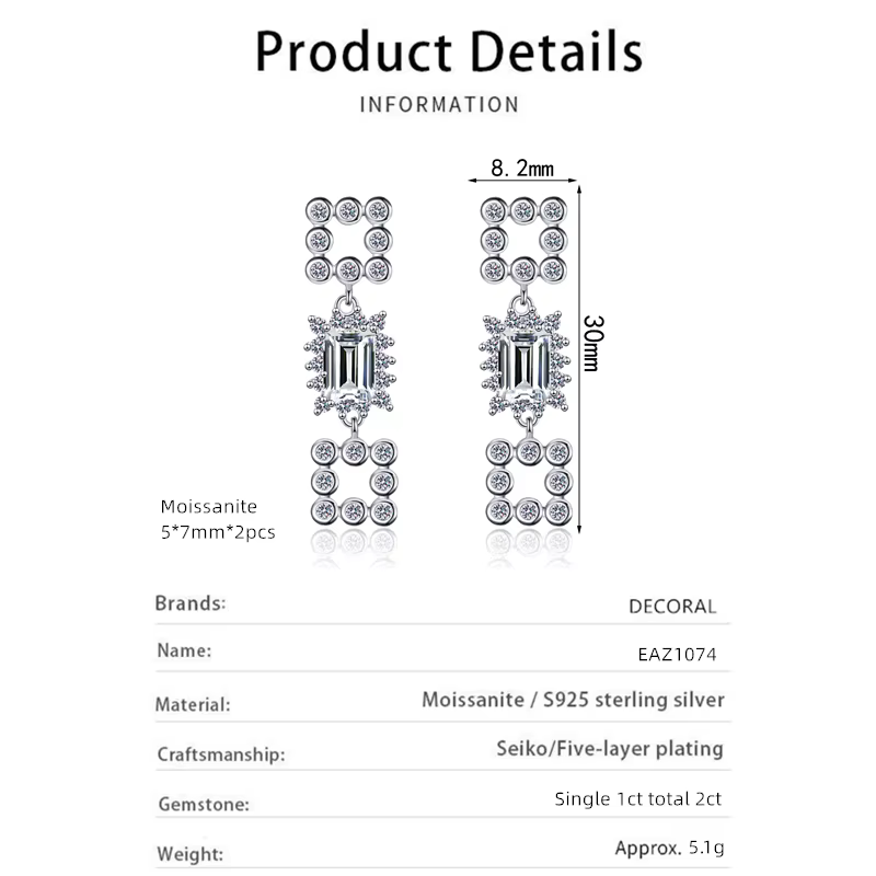 Boucles d'oreilles en argent regardé 925 plaqué or blanc 18 carats pour femme