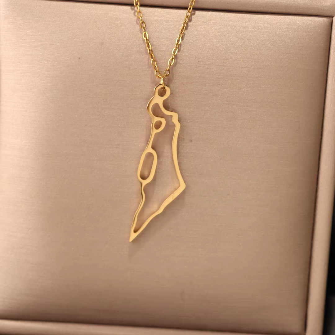 Tour de cou avec pendentif carte juive d'Israël pour femme