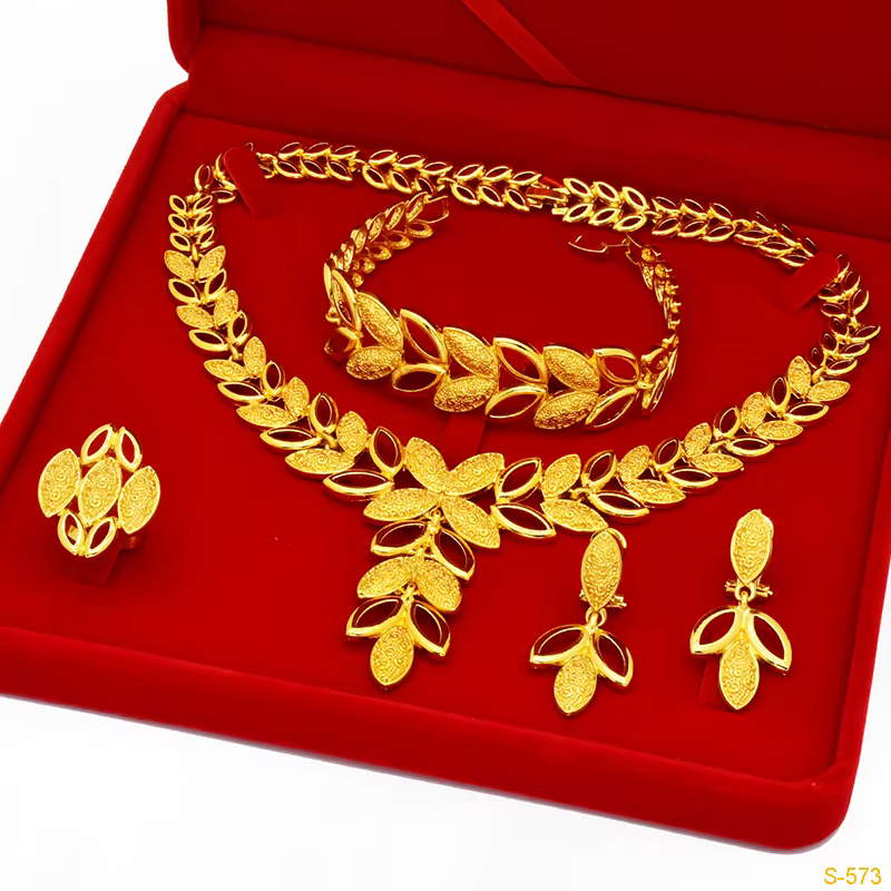Ensemble de bijoux de mariée italienne plaquée or pour femmes