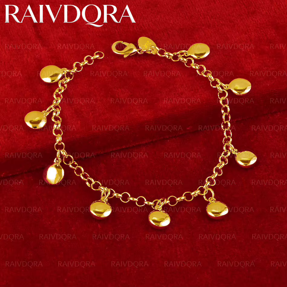 Bracelet à pendentif rond plaqué or 18 carats pour femmes