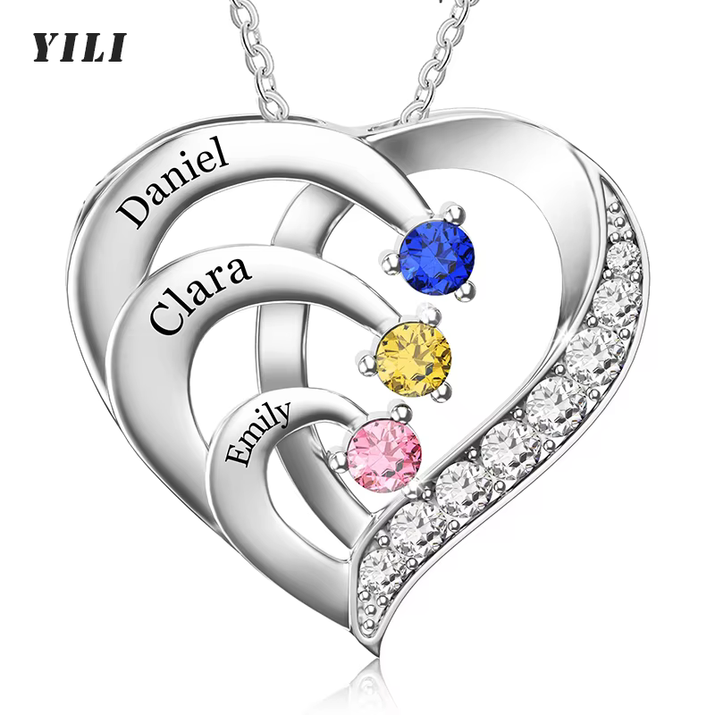 Collier personnalisé avec nom et pierres de naissance