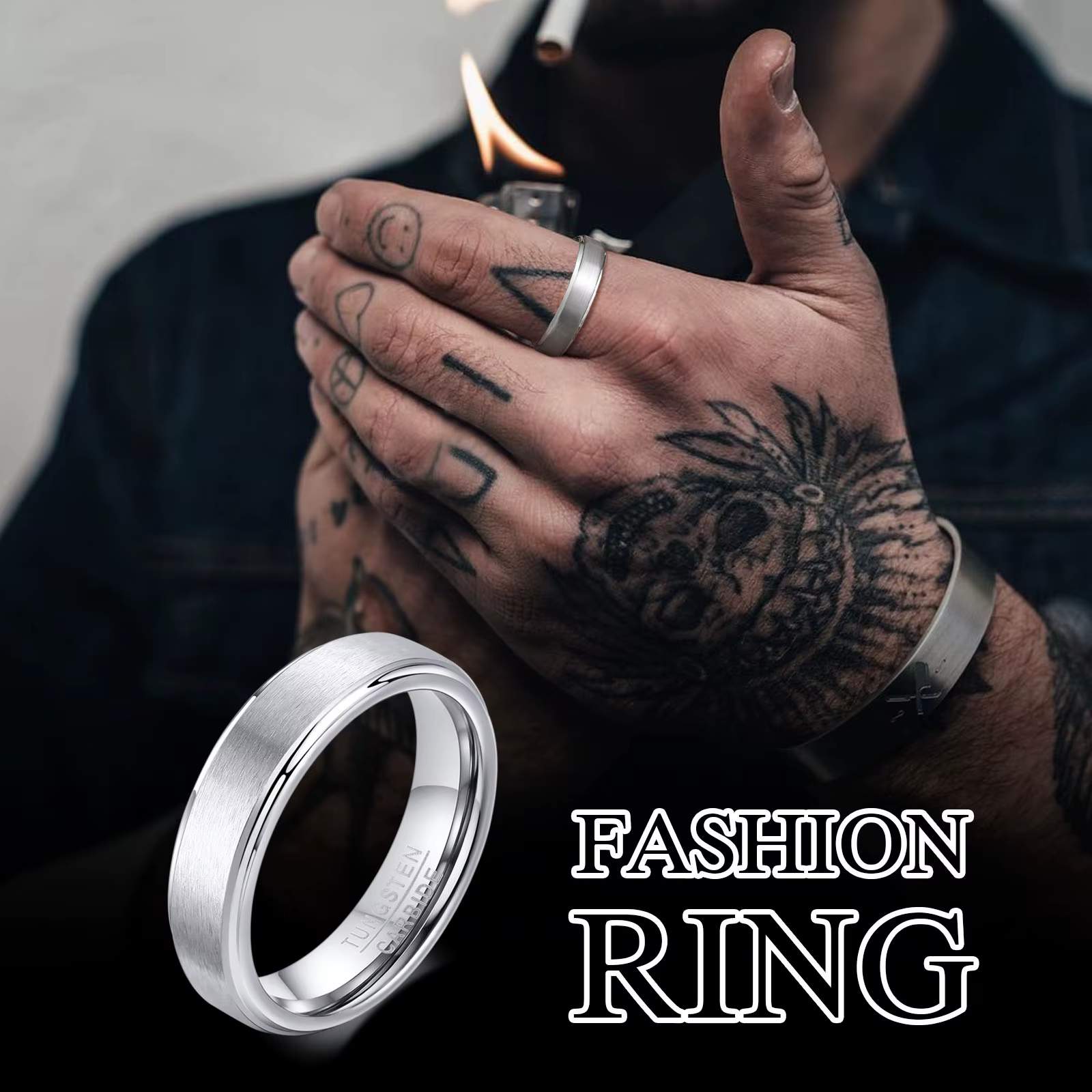 Bague en carbure de tungstène de 5 mm pour homme