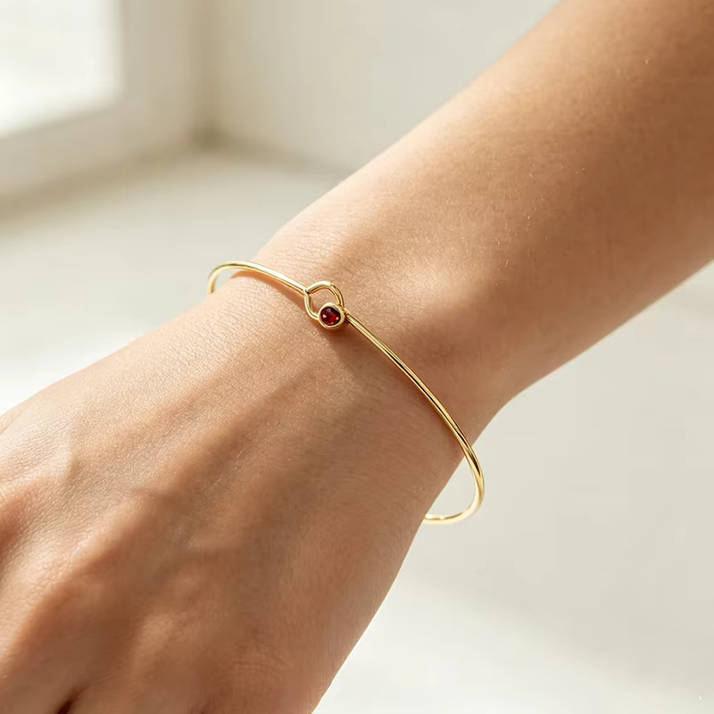 Bracelet jonc en or rempli 14K avec zircon rond
