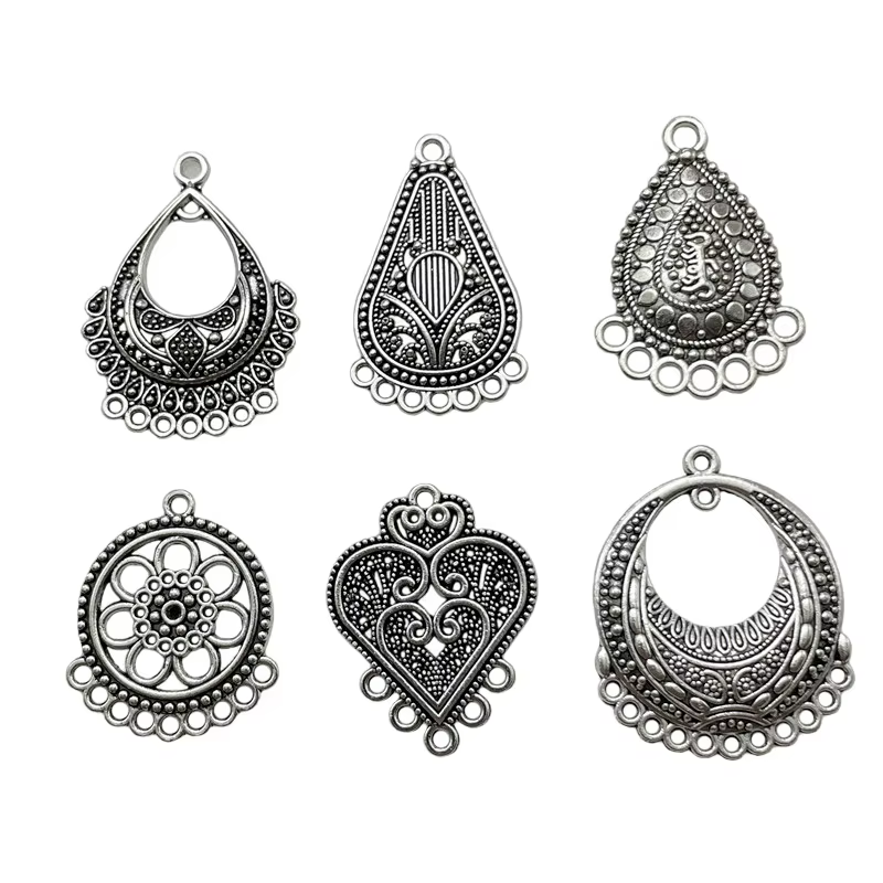Collier et boucles d'oreilles tibétain ajouré en alliage, argent et or, pendentif perlé, amulette, bijoux, accessoires métalliques, DIY, vente en gros, nouveau