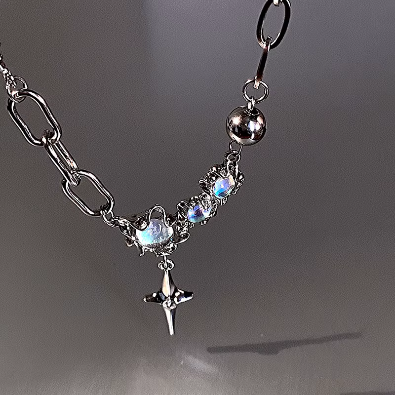 JWER – collier avec pendentif en pierre de lune scintillante pour femmes