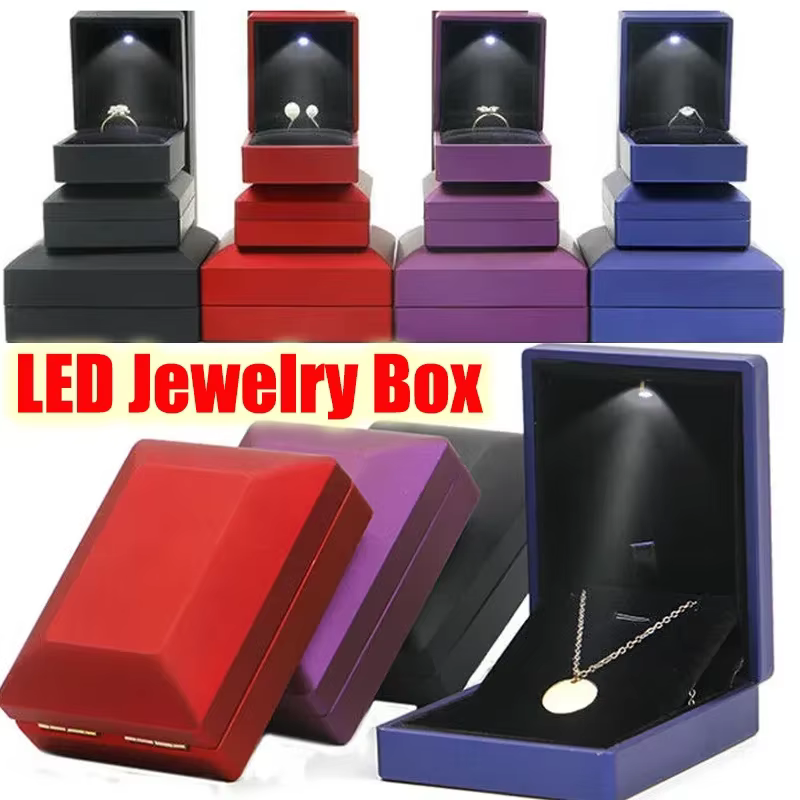 Boîte à bijoux LED pour bague et collier