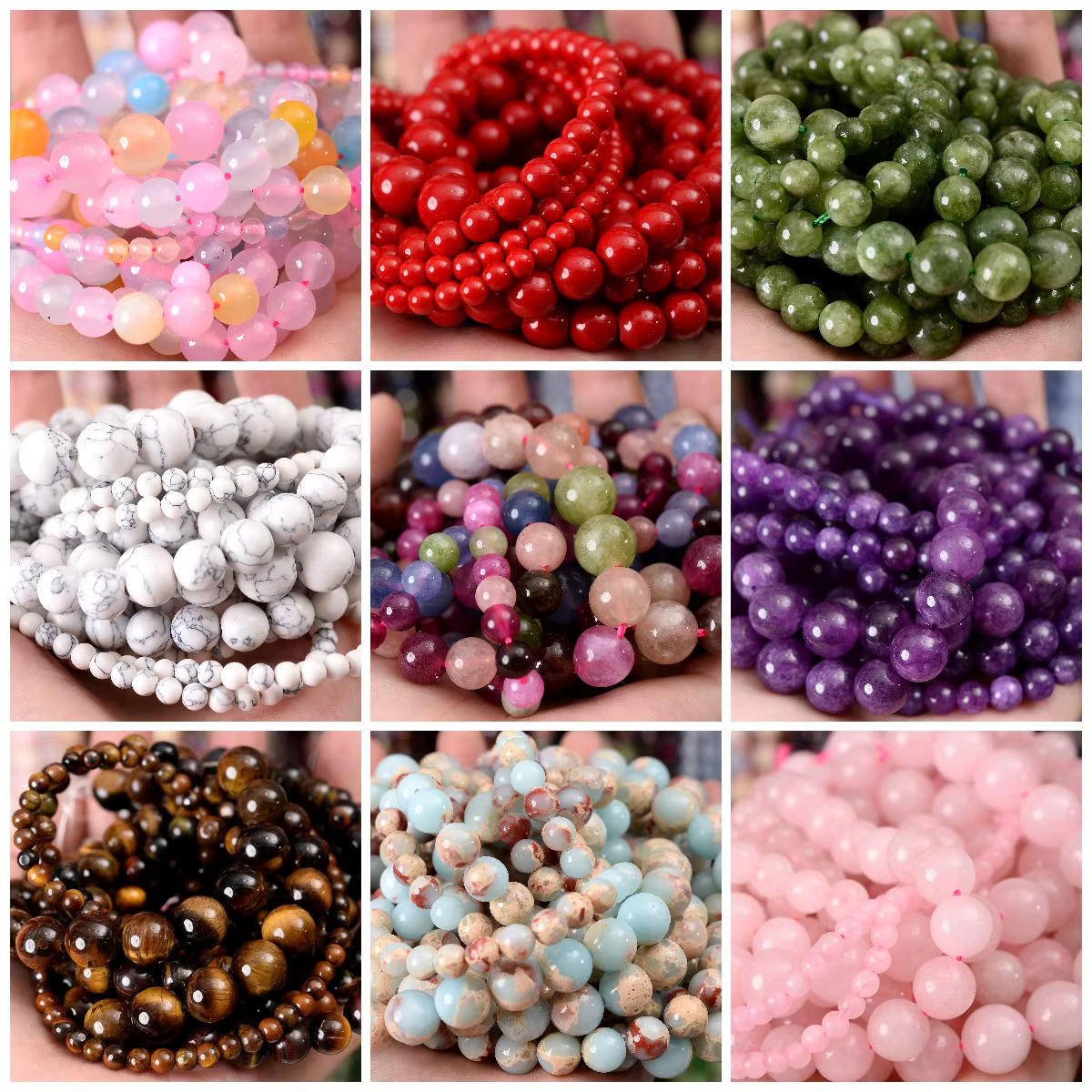 Perles en pierre naturelle, jaspe de lave, œil de tigre, Quartz, Agates, rondes, amples, pour la fabrication de bijoux, accessoires de Bracelet, 4-12MM