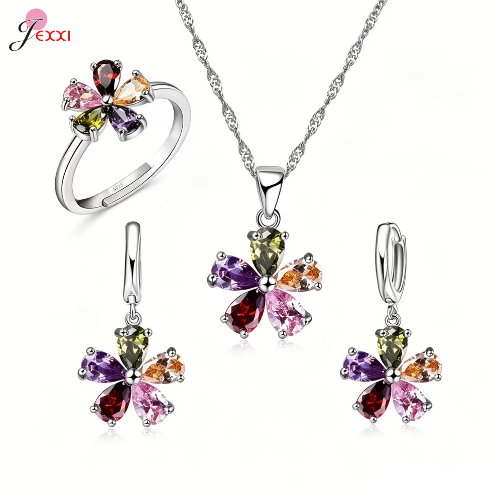 Parure de bijoux en argent sterling 925 véritable