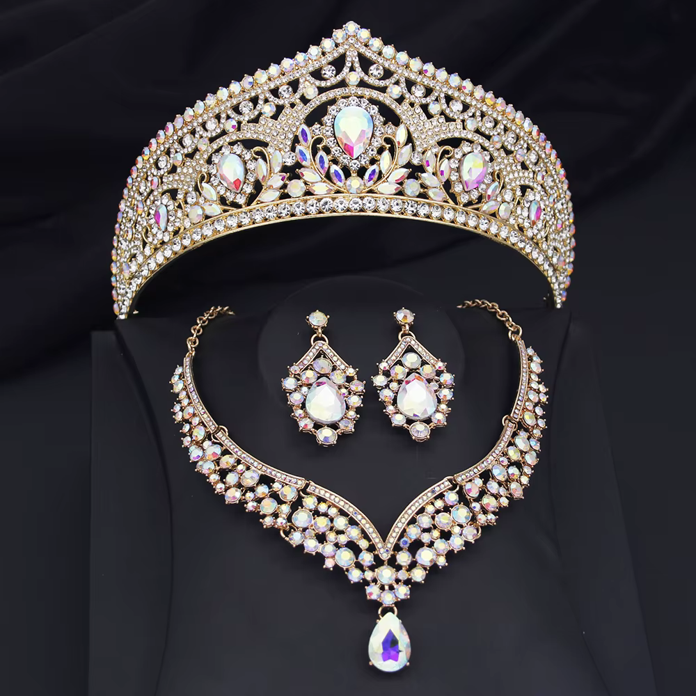 Ensemble de bijoux couronne de mariée princesse pour femmes