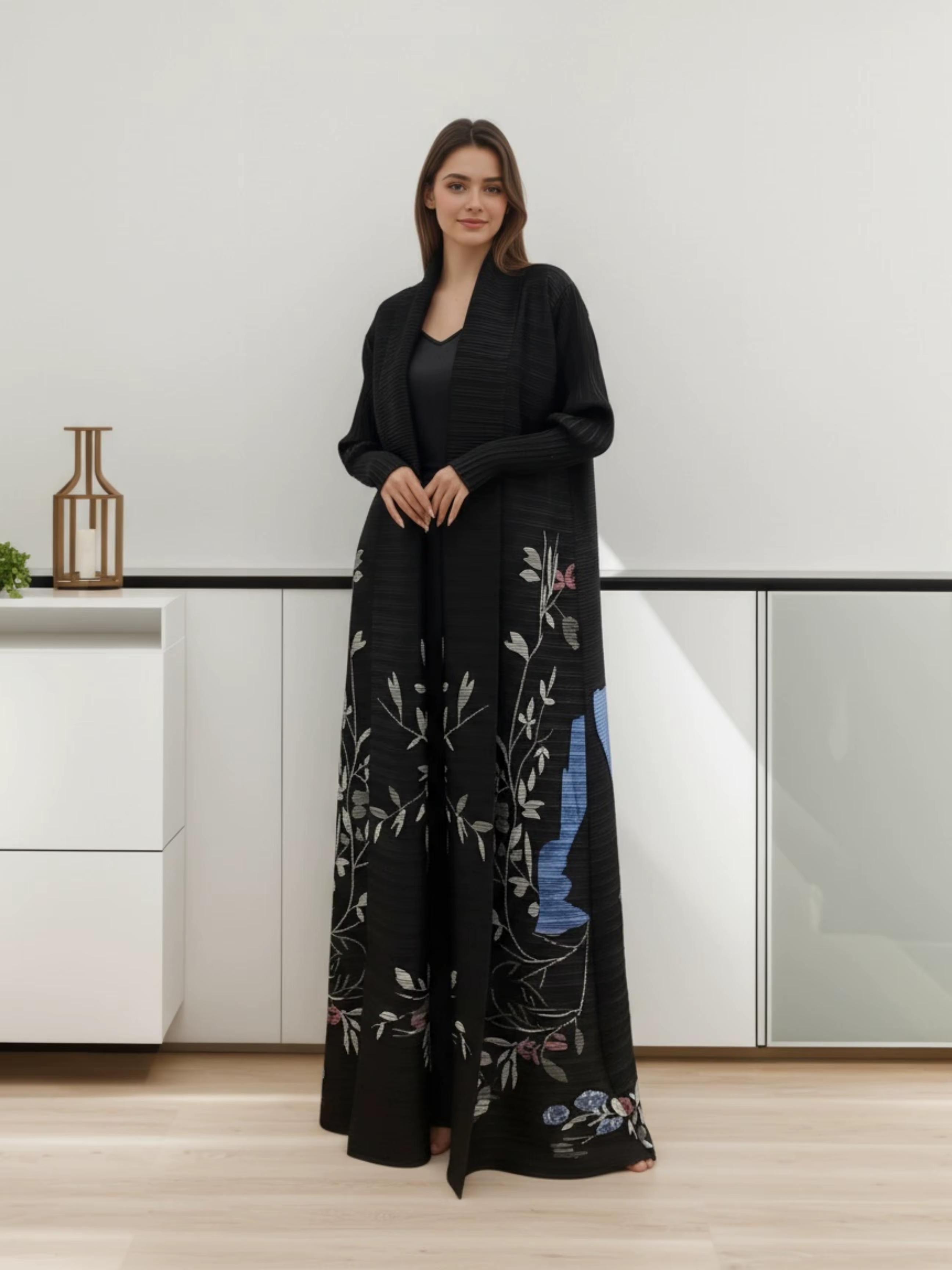 Abaya à imprimé floral du Moyen-Orient