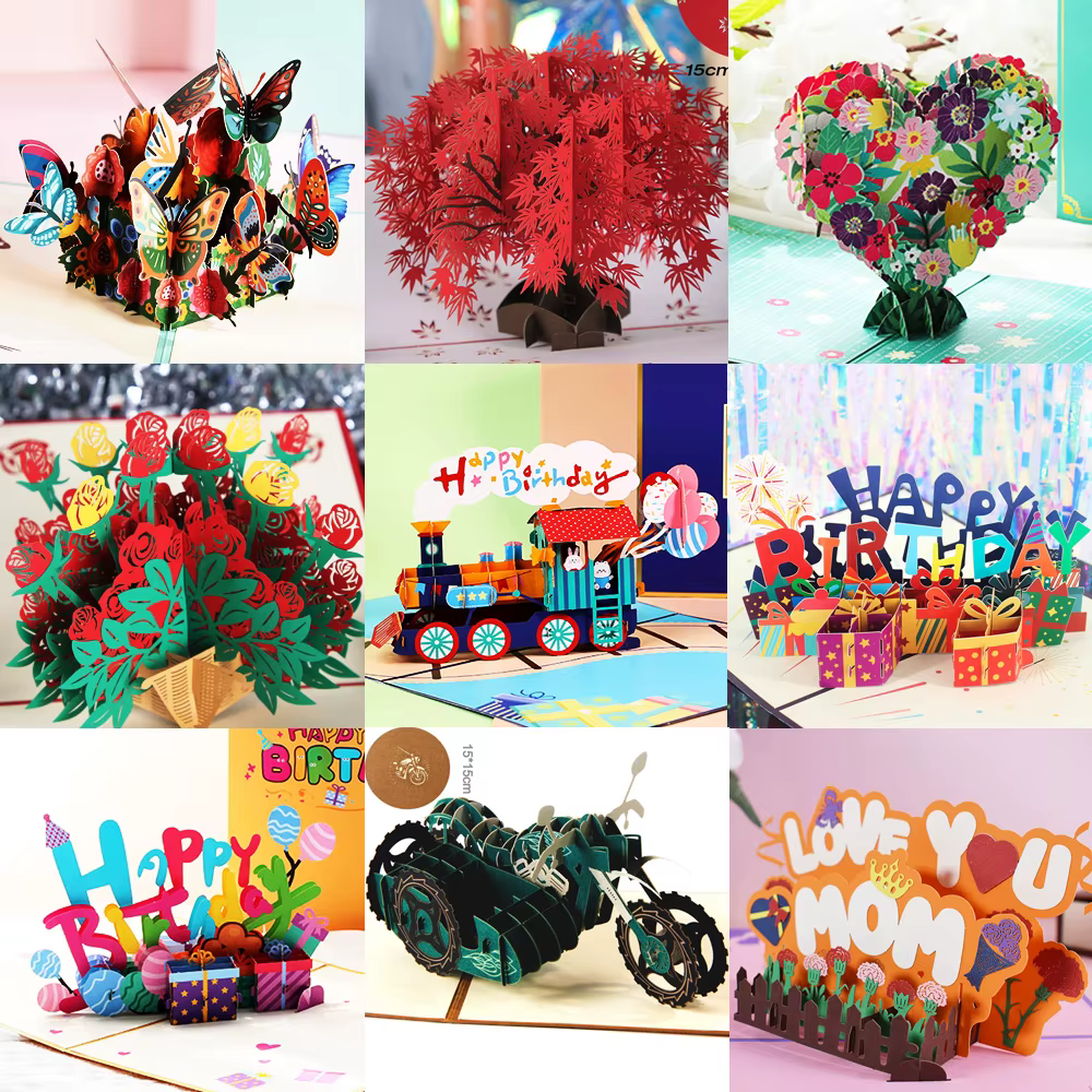 Carte de vœux 3D pop-up Joyeux Anniversaire