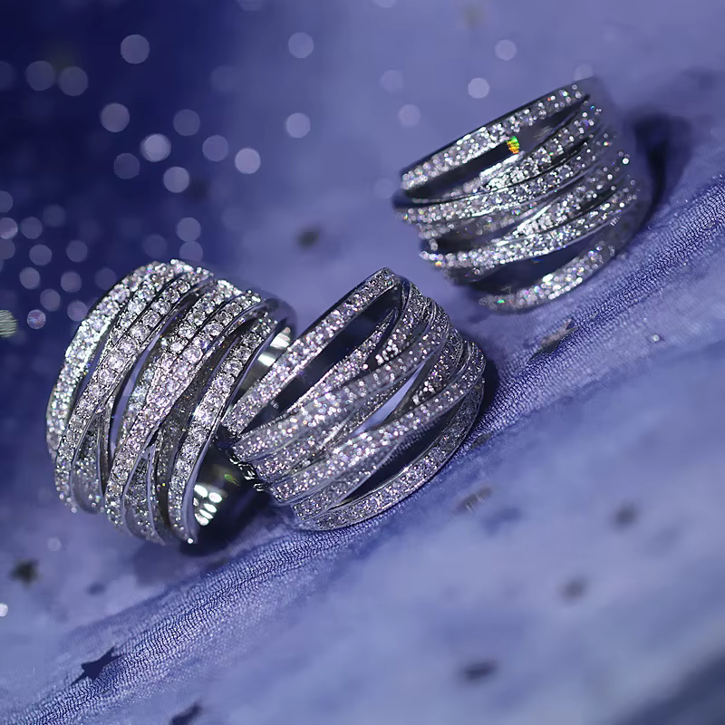 Bague en argent regardé S925 pour femme