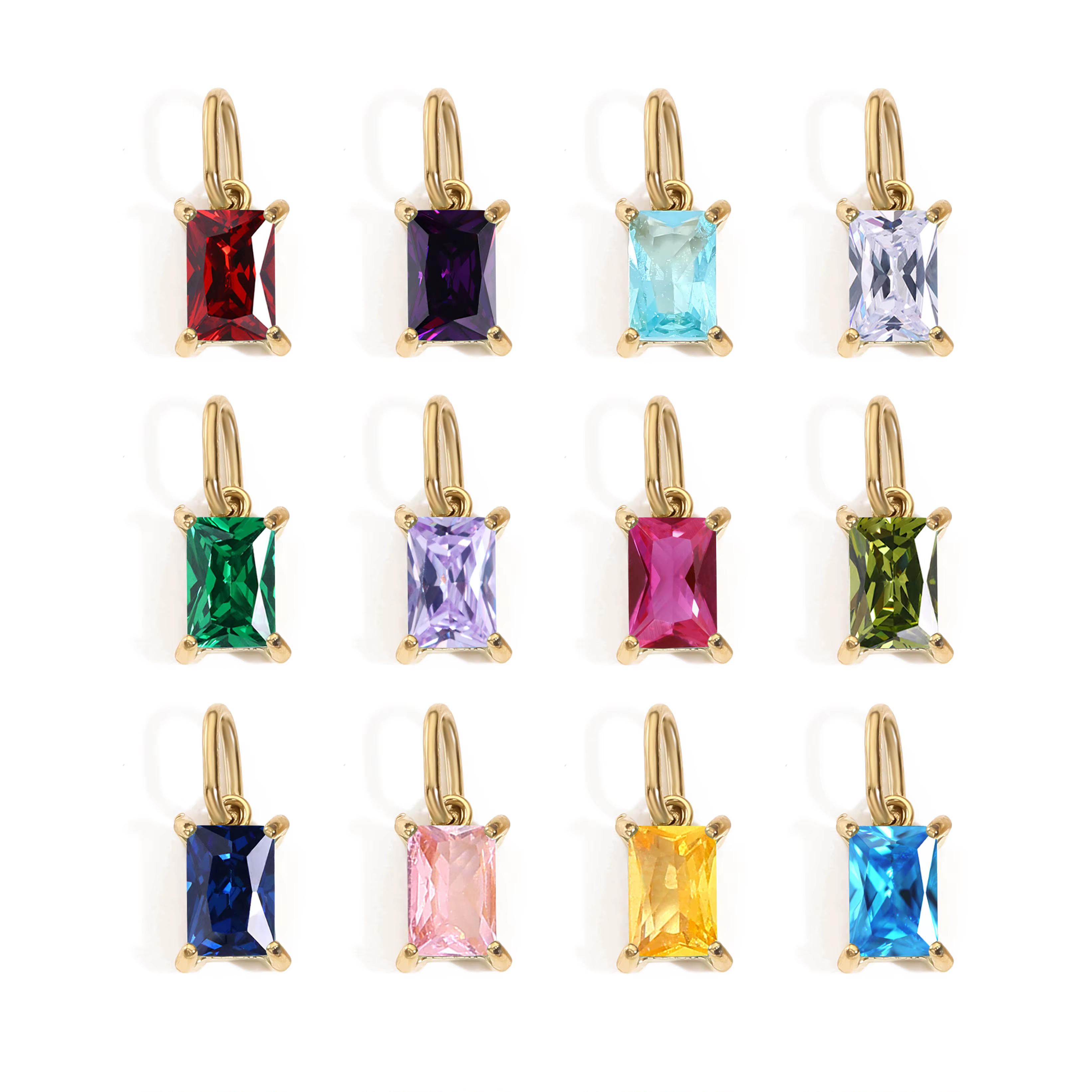 Plaqué or Zircone Pendentif En Acier Inoxydable Pierre De Naissance bracelet collier boucles d'oreilles bricolage Charmes pour la fabrication de bijoux 2025 Nouvelle Chaude